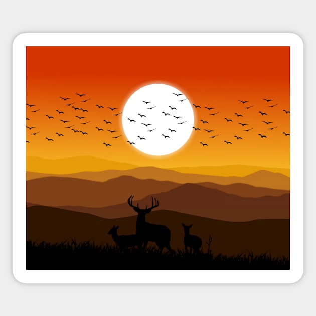 Natural morning moment Landscape vactor Art Sticker by Tshirtstory